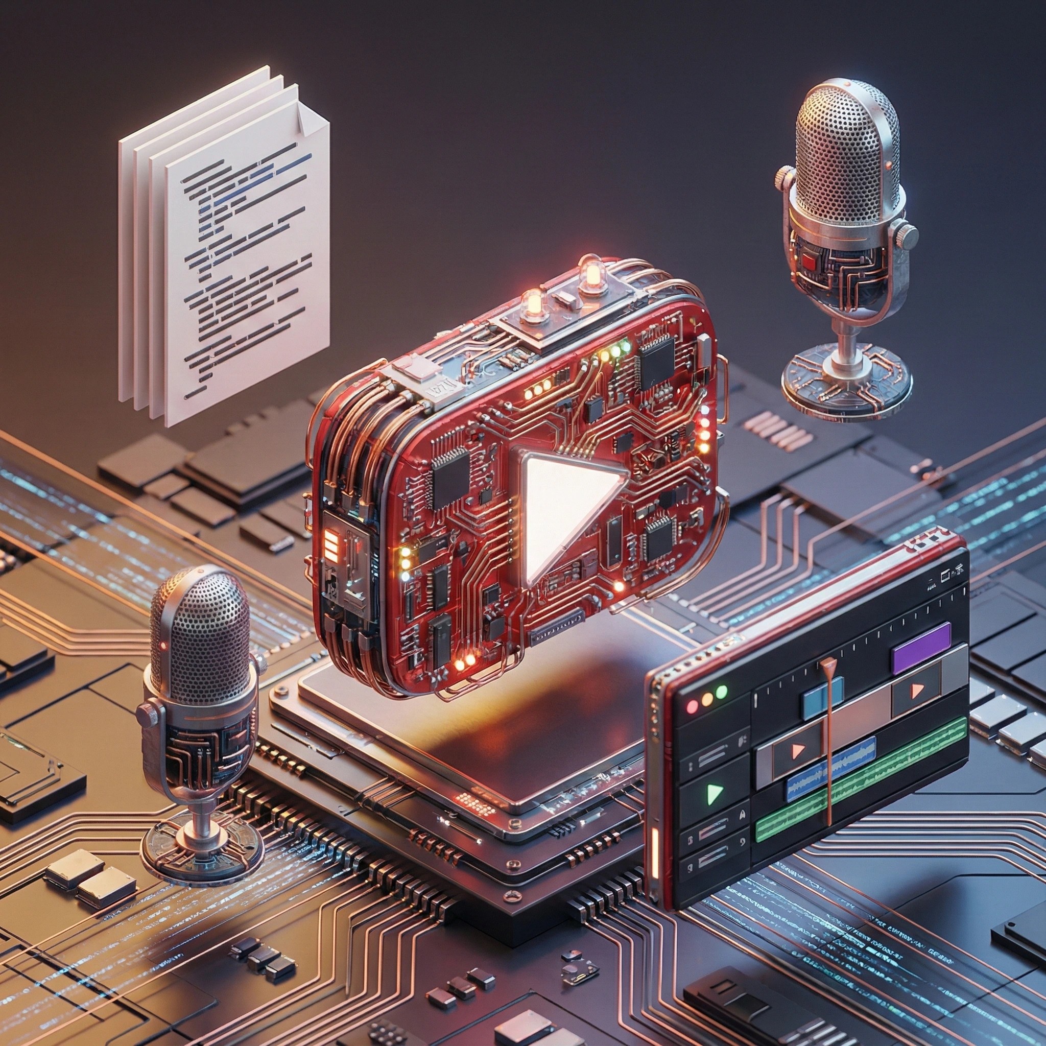 Circuit board YouTube logo representing an AI automation YouTube channel workflow