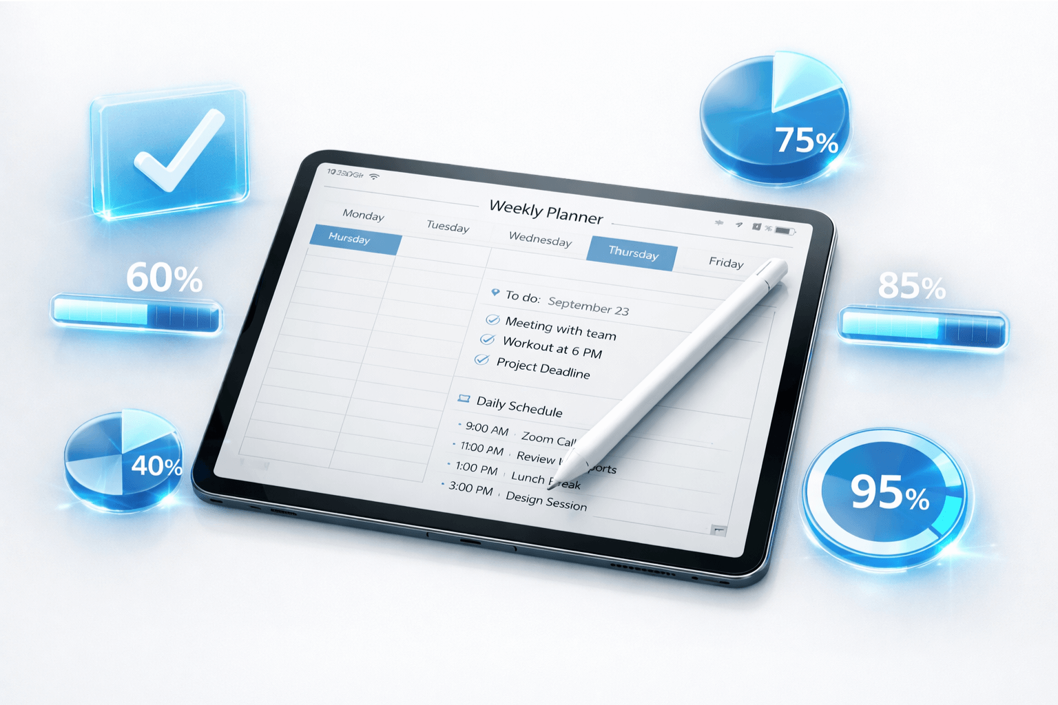 Digital planner on an iPad showcasing selling AI digital products on Etsy