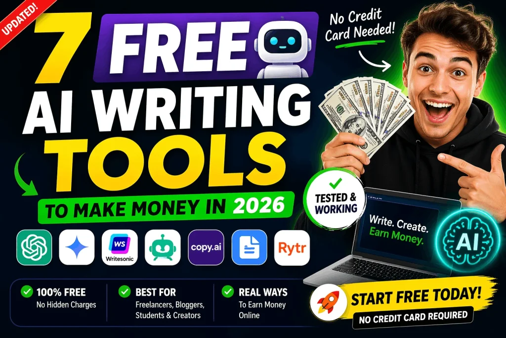 7 Best Free AI Writing Tools to Make Money in 2026 (Tested — No Credit Card Needed)